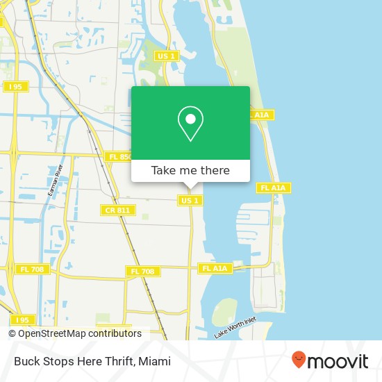 Mapa de Buck Stops Here Thrift, 905 US Highway 1 West Palm Beach, FL 33403