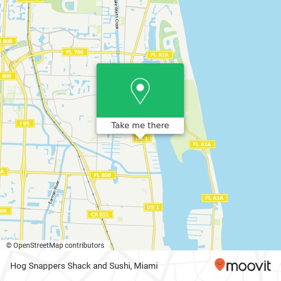 Mapa de Hog Snappers Shack and Sushi, 713 US Highway 1 North Palm Beach, FL 33408