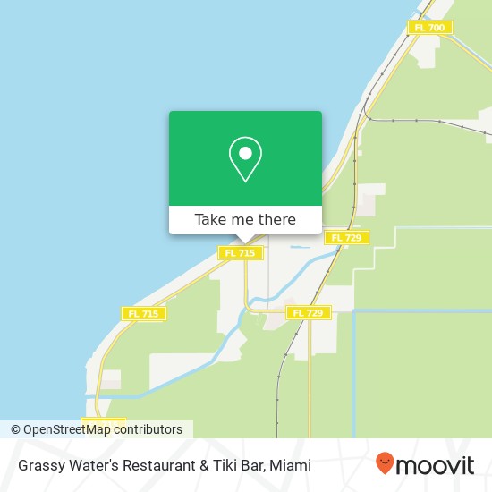 Mapa de Grassy Water's Restaurant & Tiki Bar, 190 N Lake Ave Pahokee, FL 33476