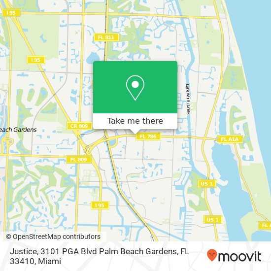 Mapa de Justice, 3101 PGA Blvd Palm Beach Gardens, FL 33410