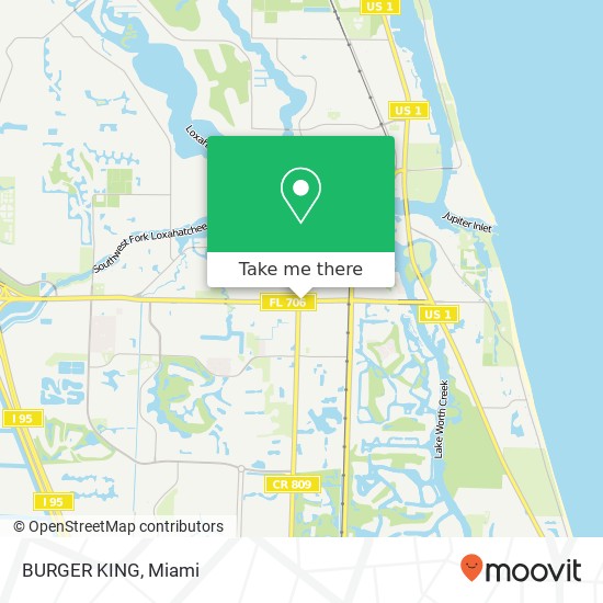 Mapa de BURGER KING, 454 Indiantown Rd W Jupiter, FL 33458