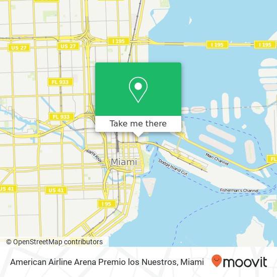 American Airline Arena Premio los Nuestros map