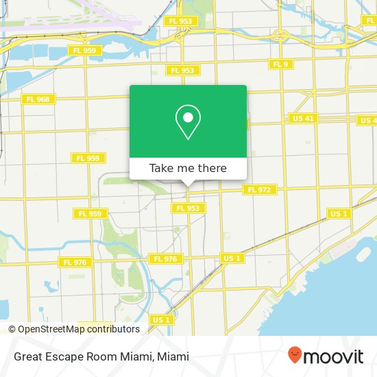 Mapa de Great Escape Room Miami