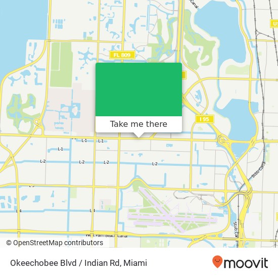 Okeechobee Blvd / Indian Rd map