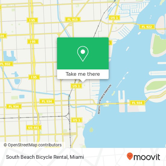 Mapa de South Beach Bicycle Rental