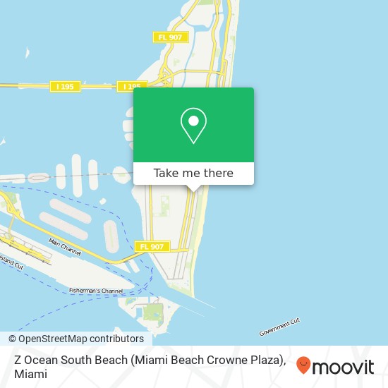 Z Ocean South Beach (Miami Beach Crowne Plaza) map