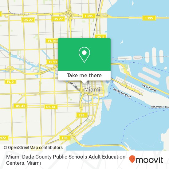 Mapa de Miami-Dade County Public Schools Adult Education Centers