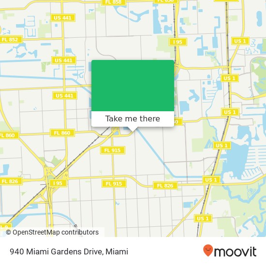 940 Miami Gardens Drive map