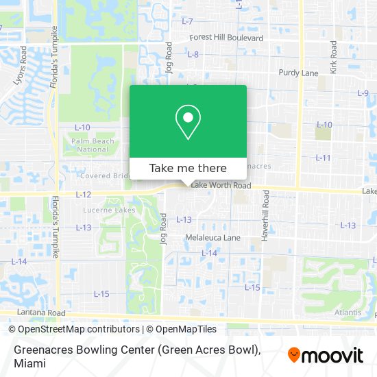 Mapa de Greenacres Bowling Center (Green Acres Bowl)