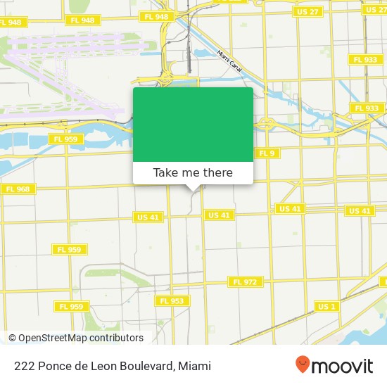 Mapa de 222 Ponce de Leon Boulevard