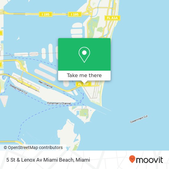 5 St & Lenox Av Miami Beach map