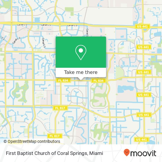 First Baptist Church of Coral Springs map