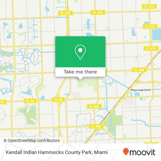 Kendall Indian Hammocks County Park map