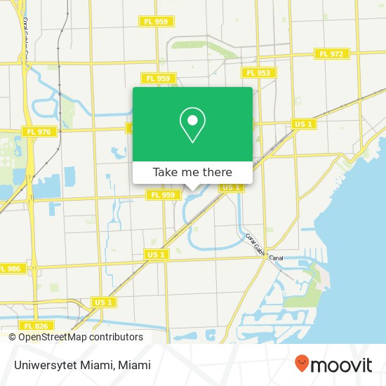 Mapa de Uniwersytet Miami