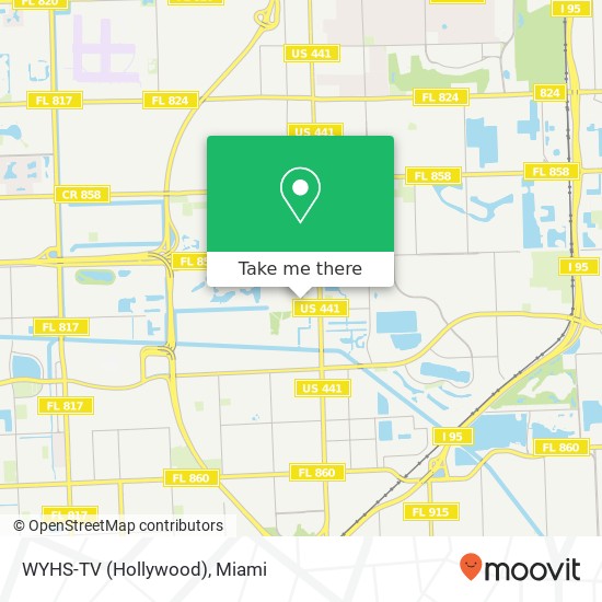 WYHS-TV (Hollywood) map