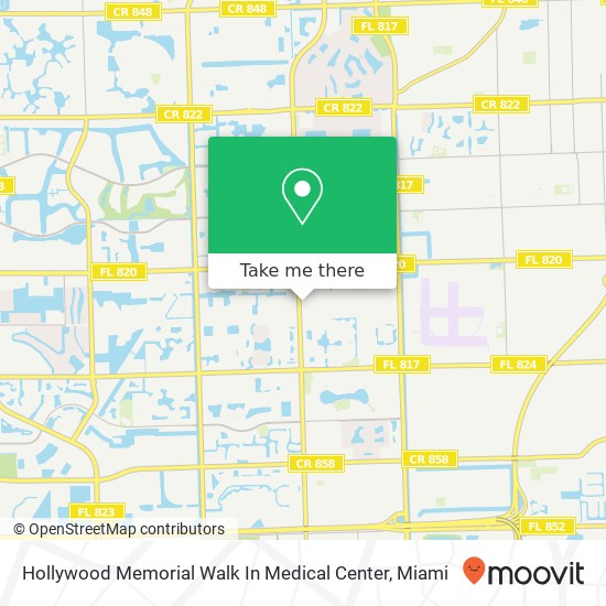 Hollywood Memorial Walk In Medical Center map