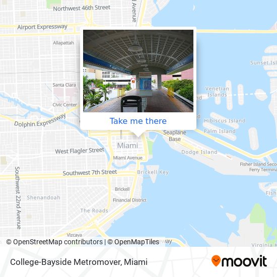 College-Bayside Metromover map