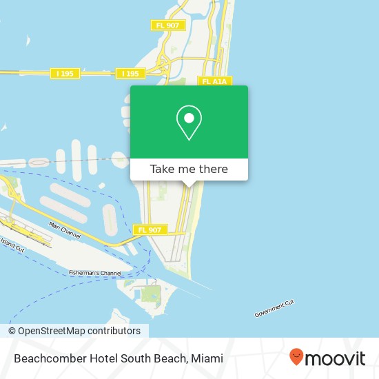 Beachcomber Hotel South Beach map