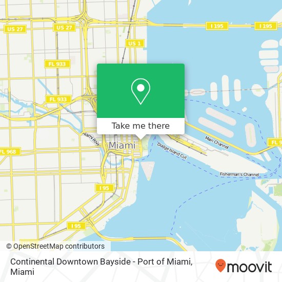 Mapa de Continental Downtown Bayside - Port of Miami