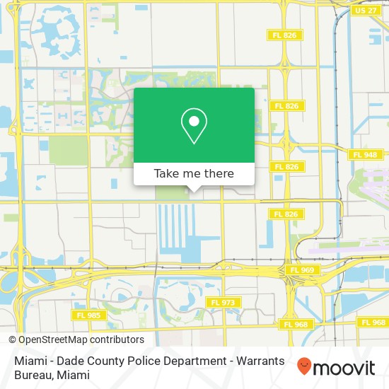 Miami - Dade County Police Department - Warrants Bureau map
