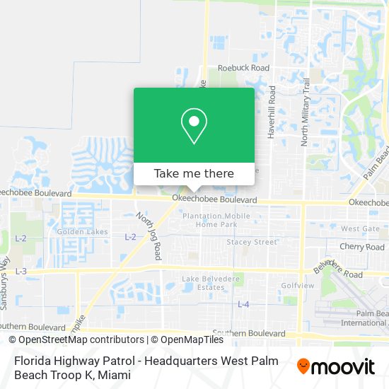 Florida Highway Patrol - Headquarters West Palm Beach Troop K map