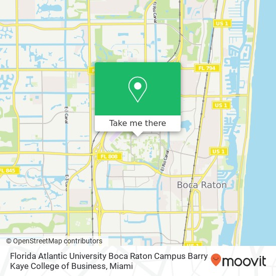 Florida Atlantic University Boca Raton Campus Barry Kaye College of Business map