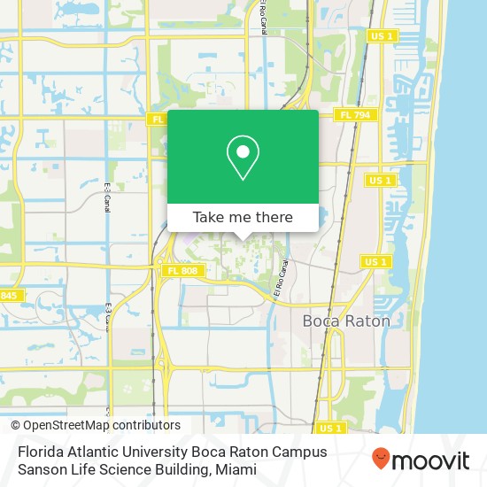 Florida Atlantic University Boca Raton Campus Sanson Life Science Building map