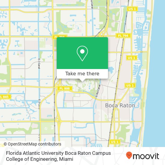 Mapa de Florida Atlantic University Boca Raton Campus College of Engineering