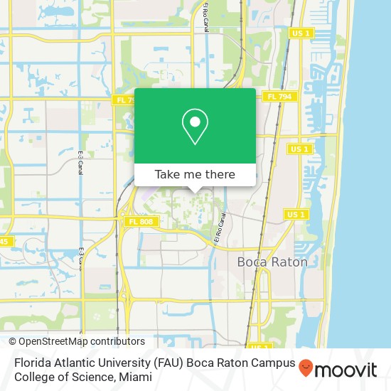 Mapa de Florida Atlantic University (FAU) Boca Raton Campus College of Science