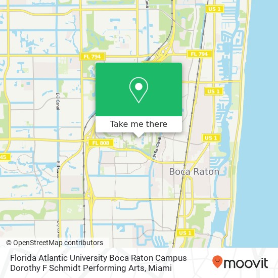 Florida Atlantic University Boca Raton Campus Dorothy F Schmidt Performing Arts map