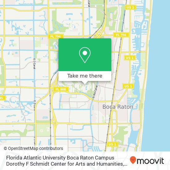 Florida Atlantic University Boca Raton Campus Dorothy F Schmidt Center for Arts and Humanities map