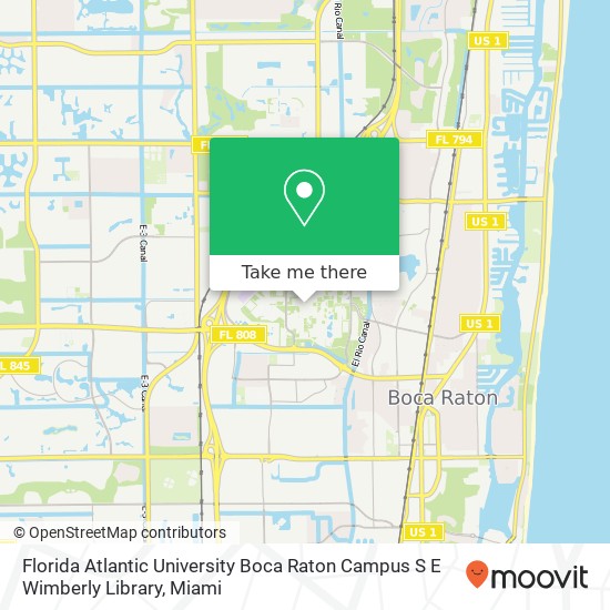 Florida Atlantic University Boca Raton Campus S E Wimberly Library map