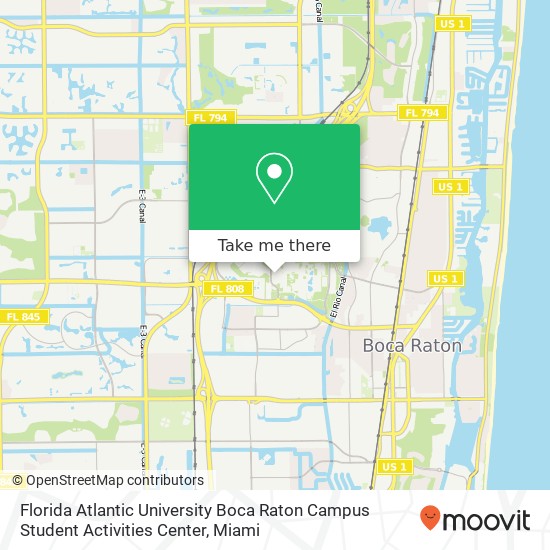 Florida Atlantic University Boca Raton Campus Student Activities Center map