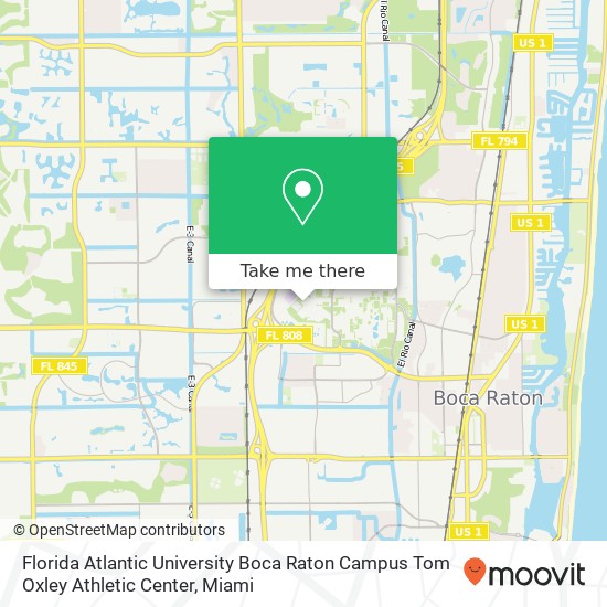 Florida Atlantic University Boca Raton Campus Tom Oxley Athletic Center map