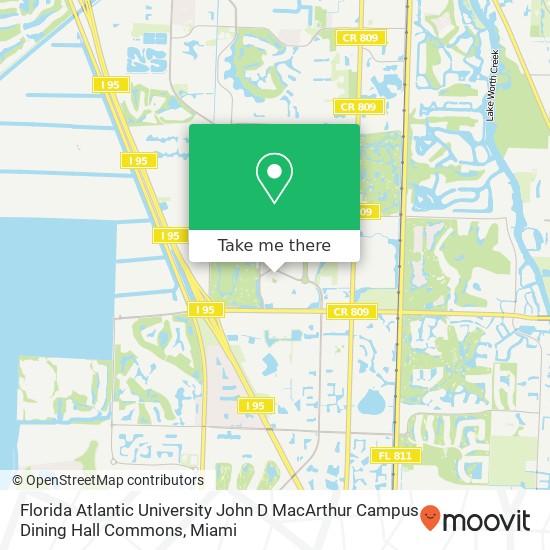 Mapa de Florida Atlantic University John D MacArthur Campus Dining Hall Commons
