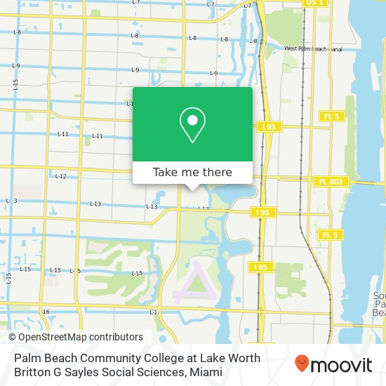 Mapa de Palm Beach Community College at Lake Worth Britton G Sayles Social Sciences