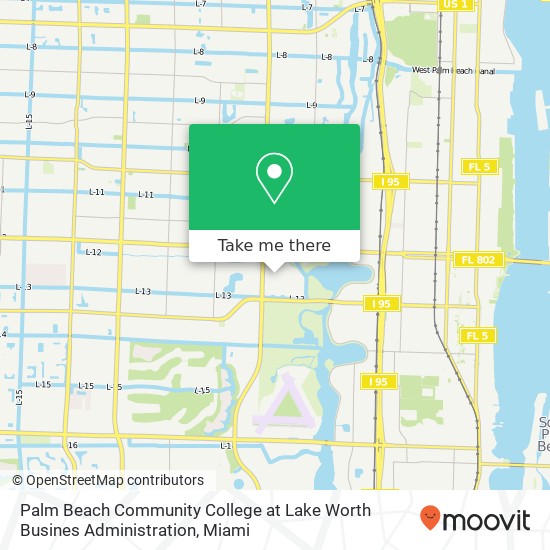 Palm Beach Community College at Lake Worth Busines Administration map