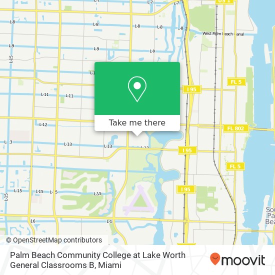 Mapa de Palm Beach Community College at Lake Worth General Classrooms B
