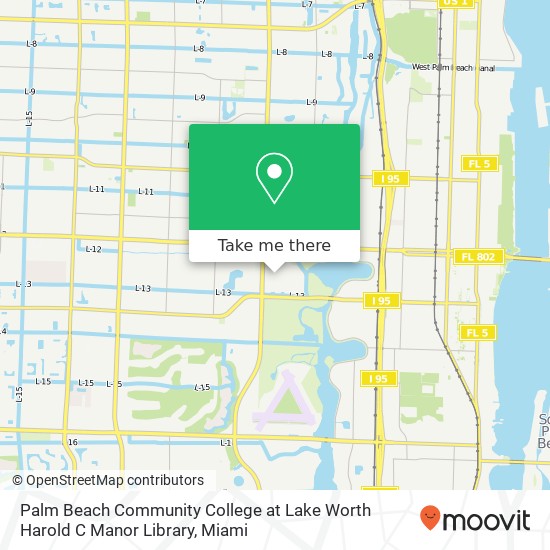 Palm Beach Community College at Lake Worth Harold C Manor Library map
