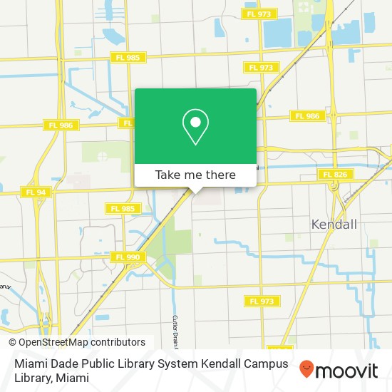 Mapa de Miami Dade Public Library System Kendall Campus Library