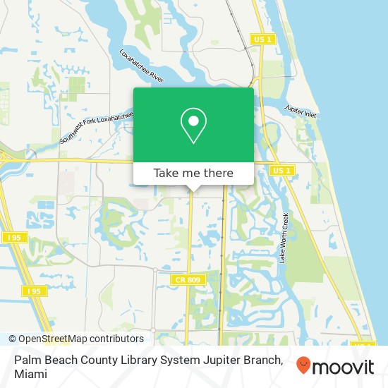 Palm Beach County Library System Jupiter Branch map