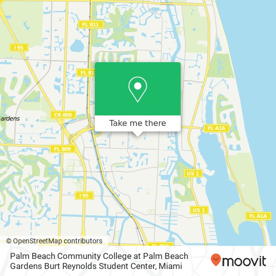 Mapa de Palm Beach Community College at Palm Beach Gardens Burt Reynolds Student Center