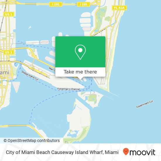 City of Miami Beach Causeway Island Wharf map