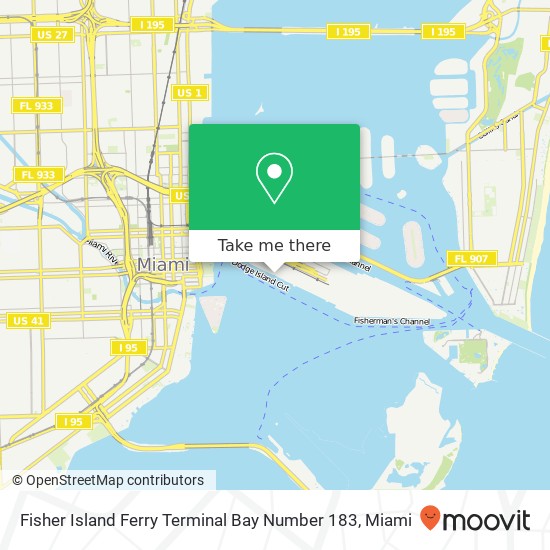 Fisher Island Ferry Terminal Bay Number 183 map