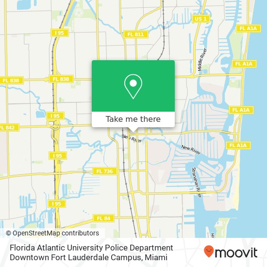 Mapa de Florida Atlantic University Police Department Downtown Fort Lauderdale Campus