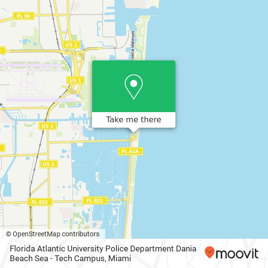 Mapa de Florida Atlantic University Police Department Dania Beach Sea - Tech Campus