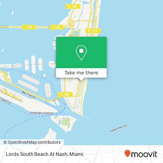 Lords South Beach At Nash map