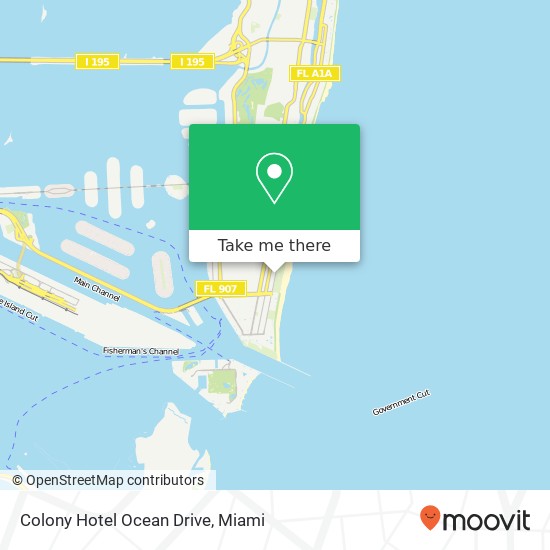 Mapa de Colony Hotel Ocean Drive