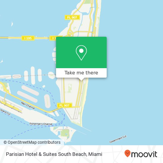 Mapa de Parisian Hotel & Suites South Beach