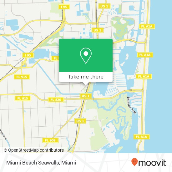 Mapa de Miami Beach Seawalls